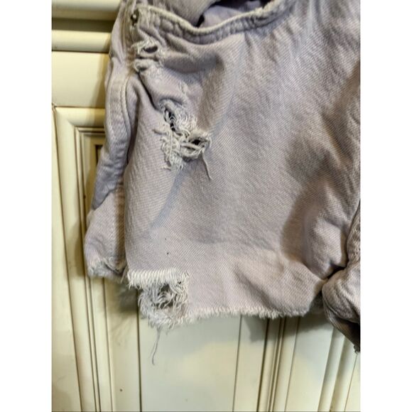 ZARA Girls Distressed Button Fly Cut Off Denim Jean Shorts Purple Size 10 - Picture 2 of 7